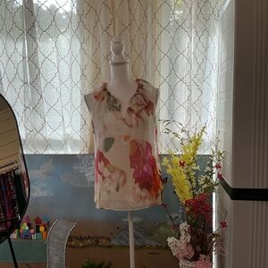 CAbi Multicolor Floral Sleeveless Blouse